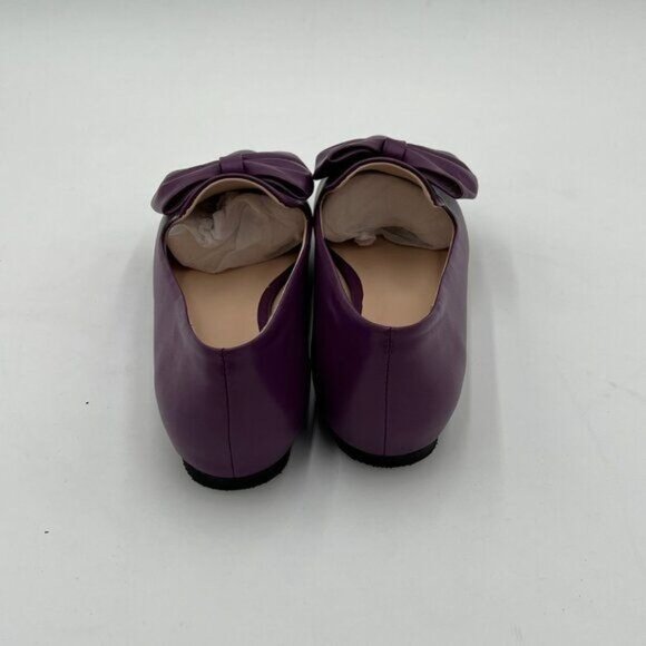 Pazzion Purple Cozy Pointed Toe Ballet Flats Bows Slip On Solid Color Pumps - Picture 5 of 6